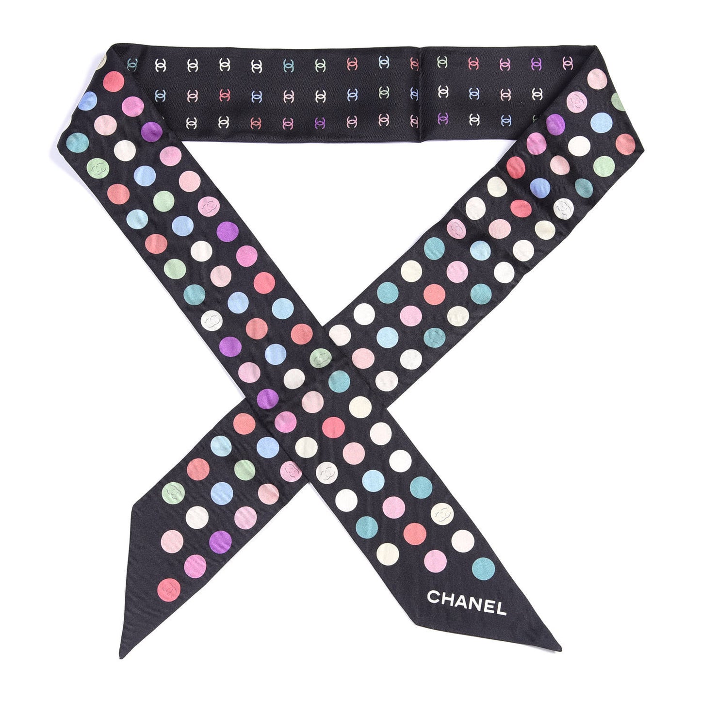 Silk Polka Dot CC Slim Bandeau Black Multicolor
