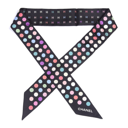 Chanel Silk Polka Dot CC Slim Bandeau Black Multicolor 1 of 3