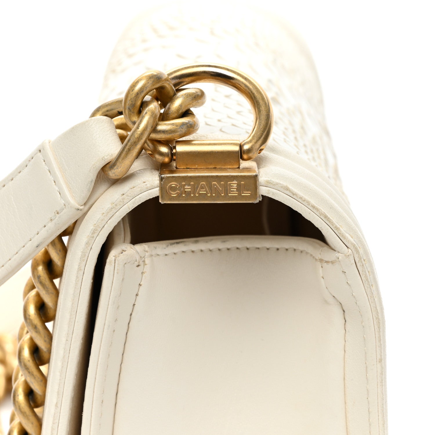 Chanel Snakeskin Medium Boy Flap White 15 of 19