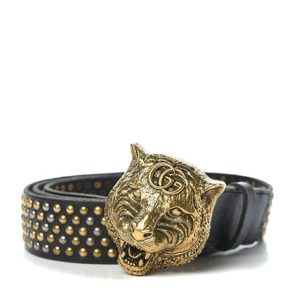 Gucci Calfskin Studded Feline Belt 105 42 Black 1 of 4