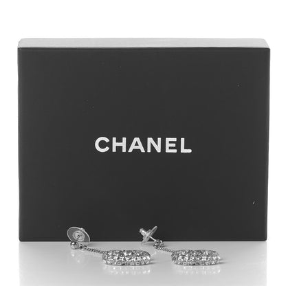 Chanel Baguette Crystal CC Drop Earrings Silver 5 of 5