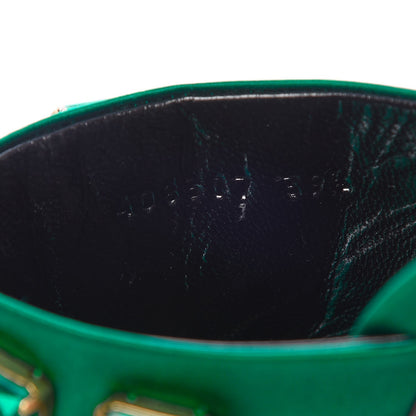 Gucci Silk Satin Crystal Embellished High Heel Slide Sandals 39.5 Emerald 8 of 9