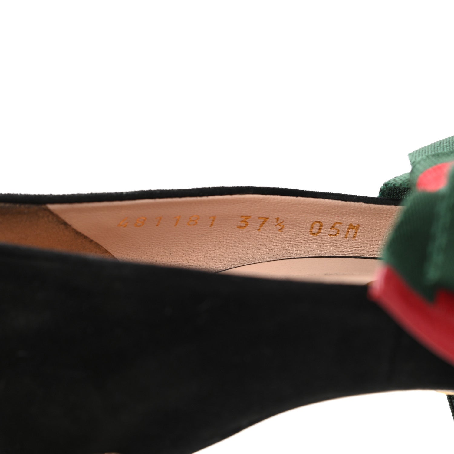 Gucci Kid Scamosciato Removable Web Bow High Heel Pumps 37.5 Black 8 of 14