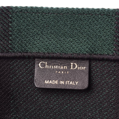 Christian Dior Canvas Embroidered Checkered Book Tote Black Green 6 of 11