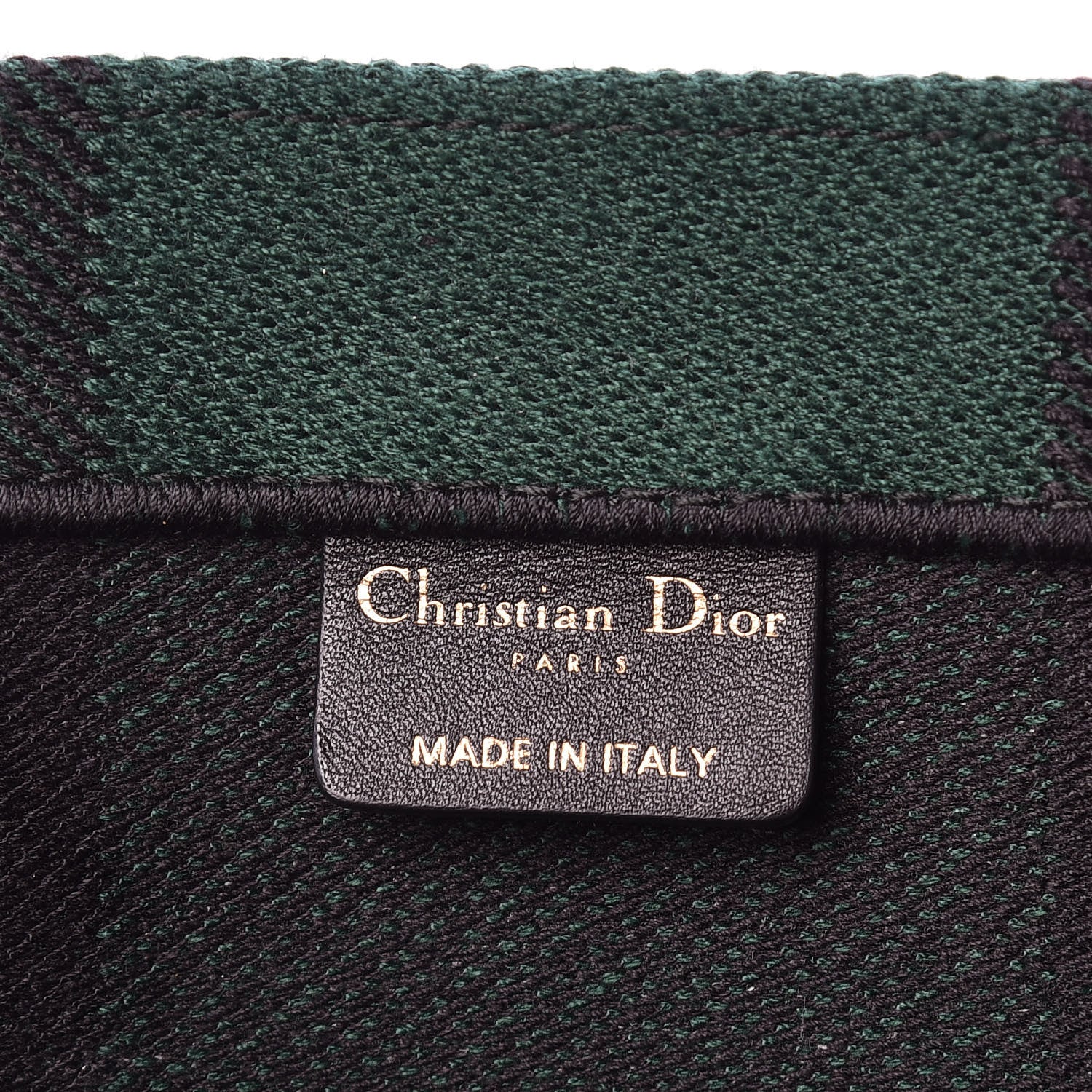 Christian Dior Canvas Embroidered Checkered Book Tote Black Green 6 of 11