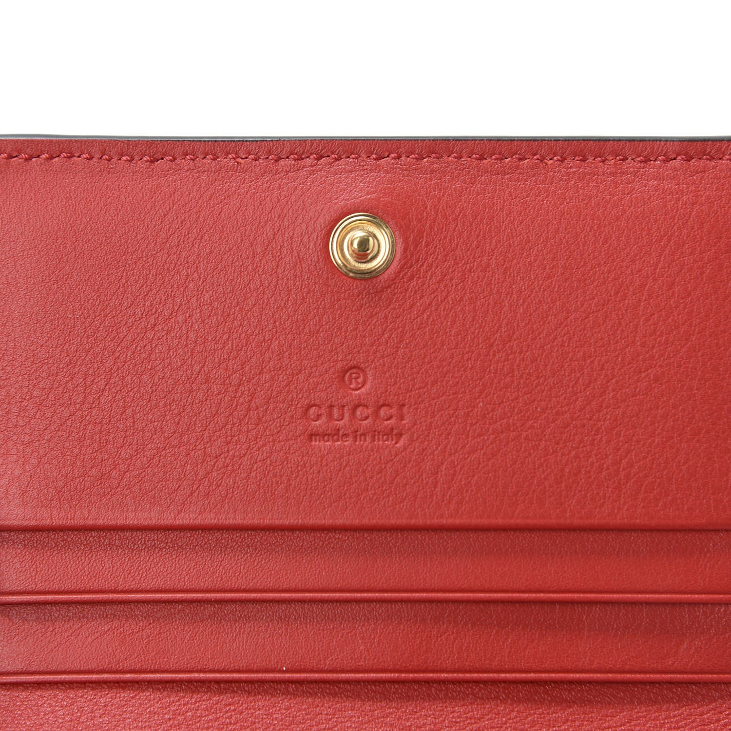 Gucci GG Supreme Monogram Apple Card Case Wallet Beige Multicolor Lobster Red 7 of 9