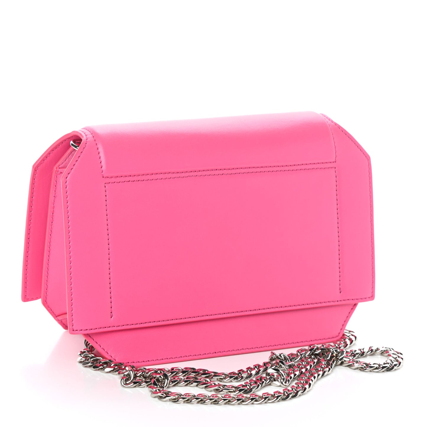 Calfskin Bow Cut Chain Wallet Fuchsia