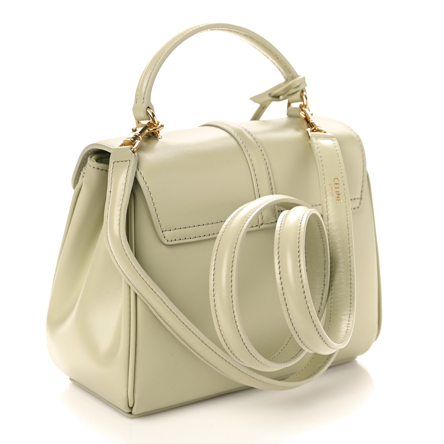 Celine Satinated Calfskin Mini 16 Top Handle Bag Almond Green 2 of 8