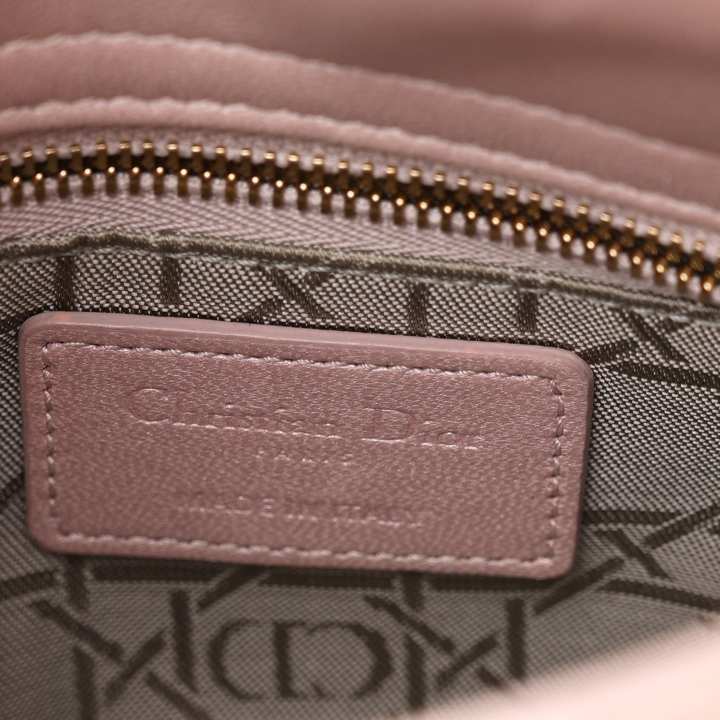 Metallic Lambskin Cannage Mini Lady Dior Lotus