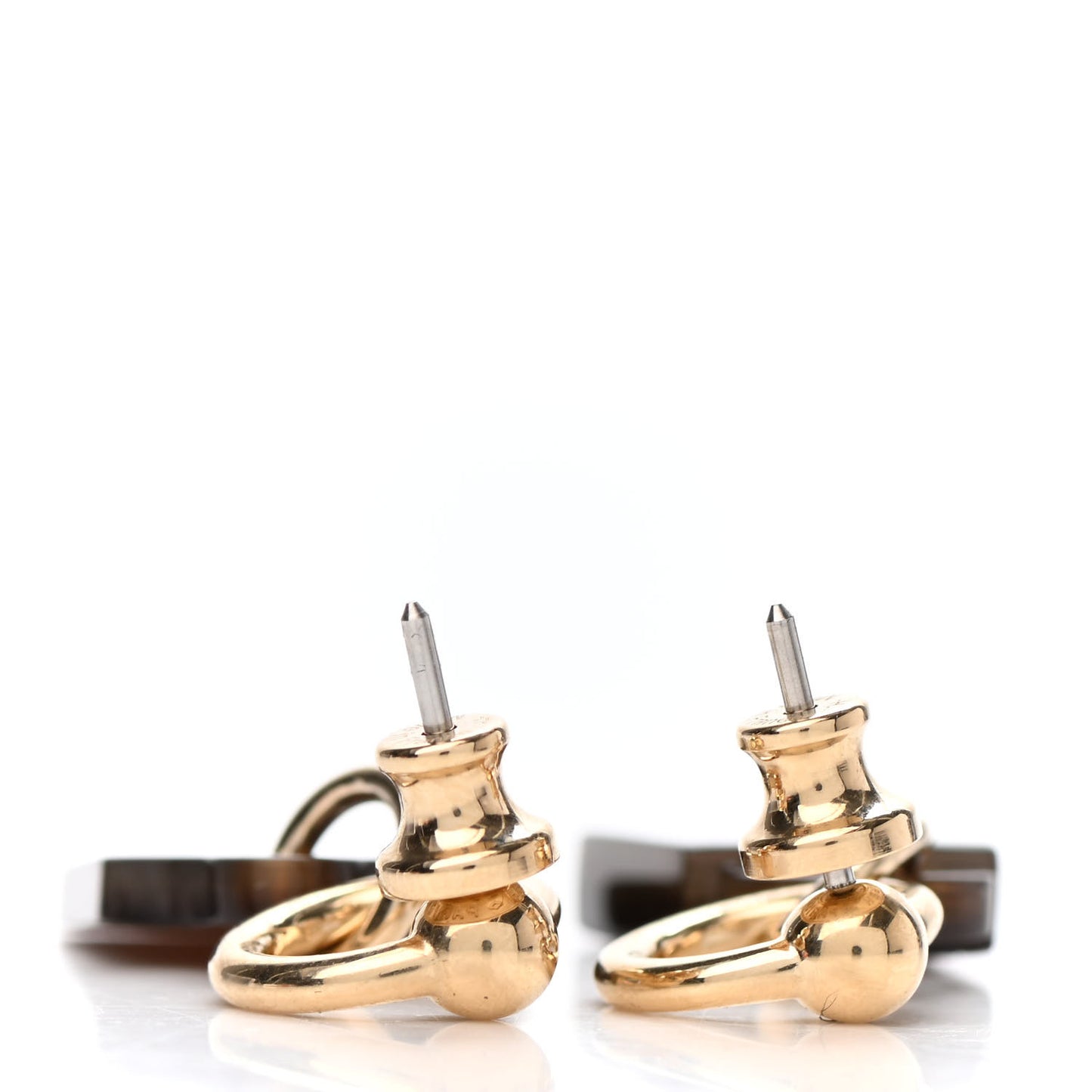 Permabrass Buffalo Horn Wood Amulette Kelly Bag Earrings