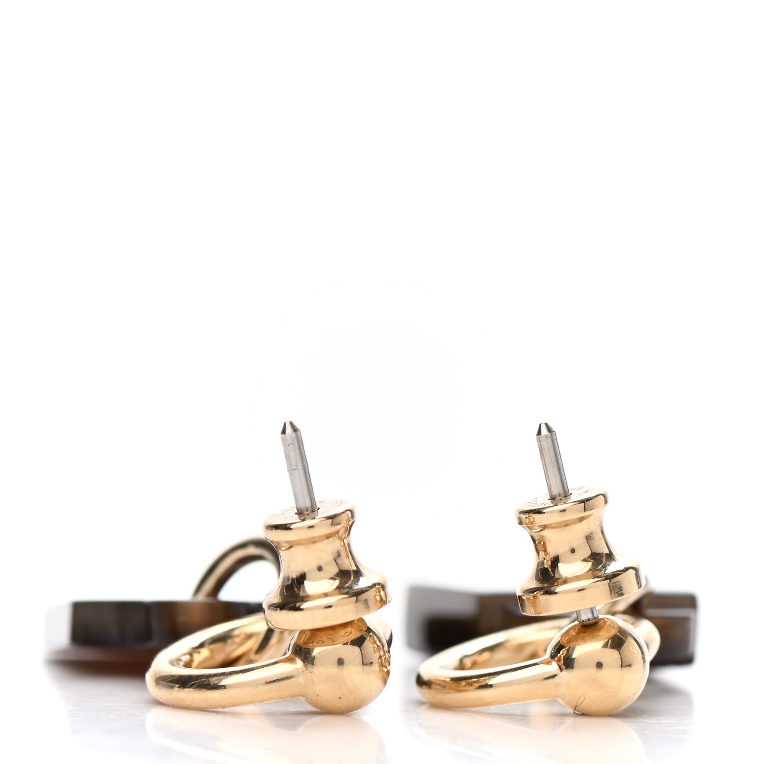 Hermes Permabrass Buffalo Horn Wood Amulette Kelly Bag Earrings 4 of 4