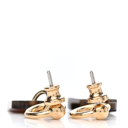 Hermes Permabrass Buffalo Horn Wood Amulette Kelly Bag Earrings 4 of 4