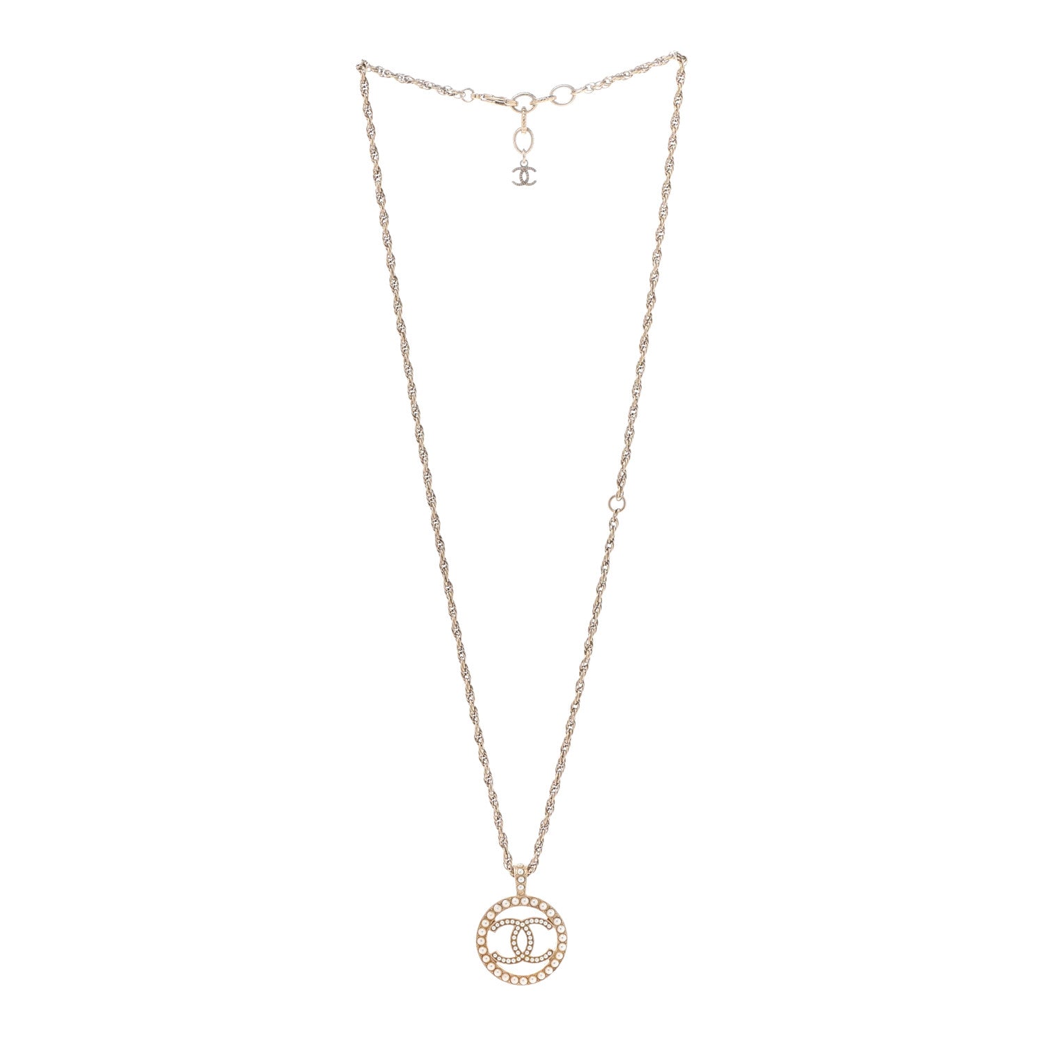 Chanel Pearl CC Round Pendant Necklace Gold 3 of 7