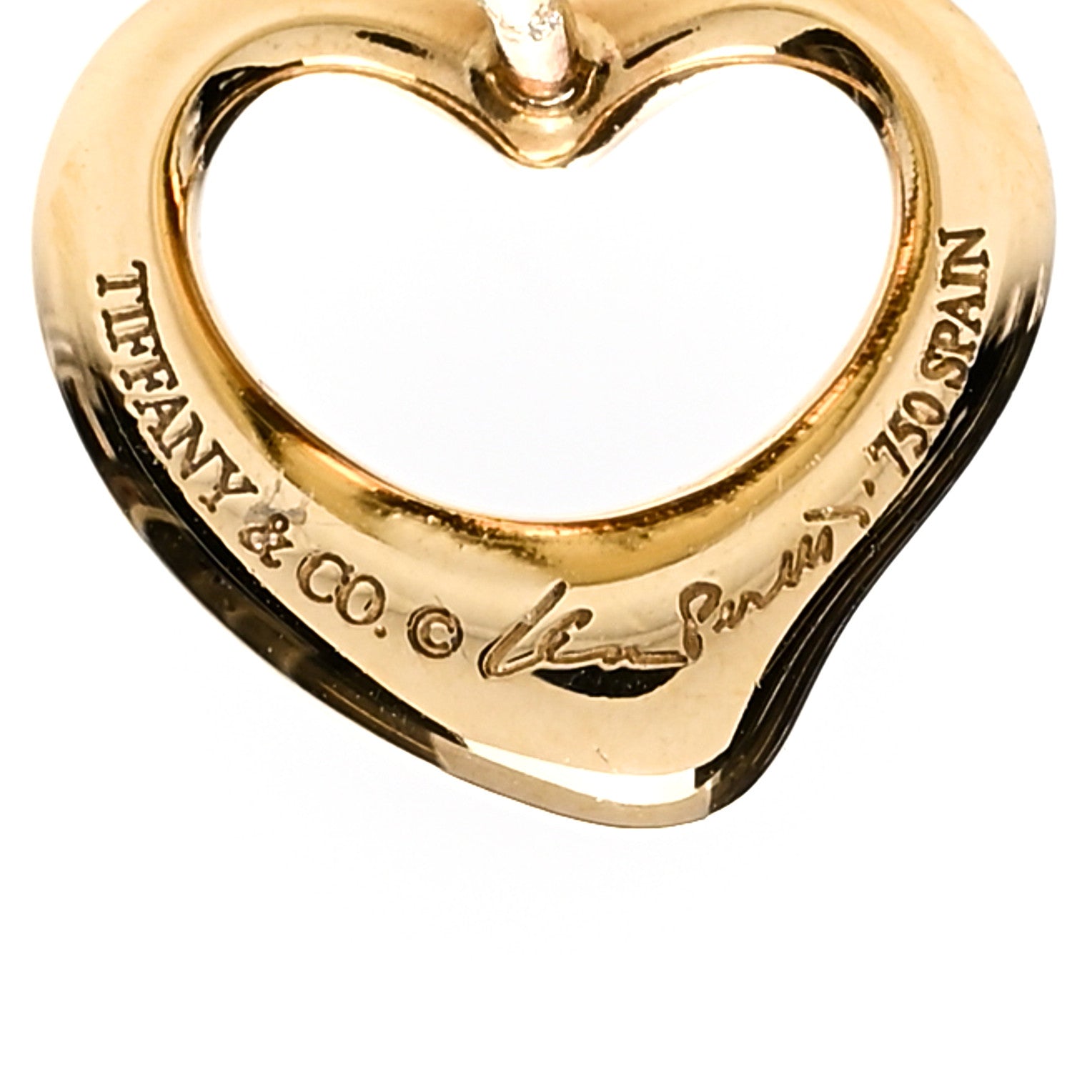 Tiffany 18K Yellow Gold 11mm Elsa Peretti Open Heart Earrings 4 of 4
