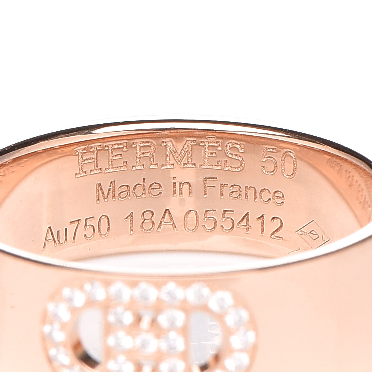 Hermes 18K Rose Gold Diamond PM H D'Ancre Ring 50 5.5 4 of 5