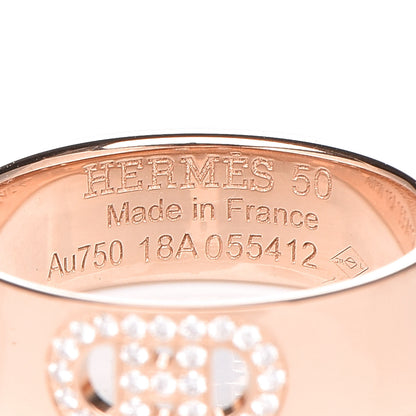 Hermes 18K Rose Gold Diamond PM H D'Ancre Ring 50 5.5 4 of 5