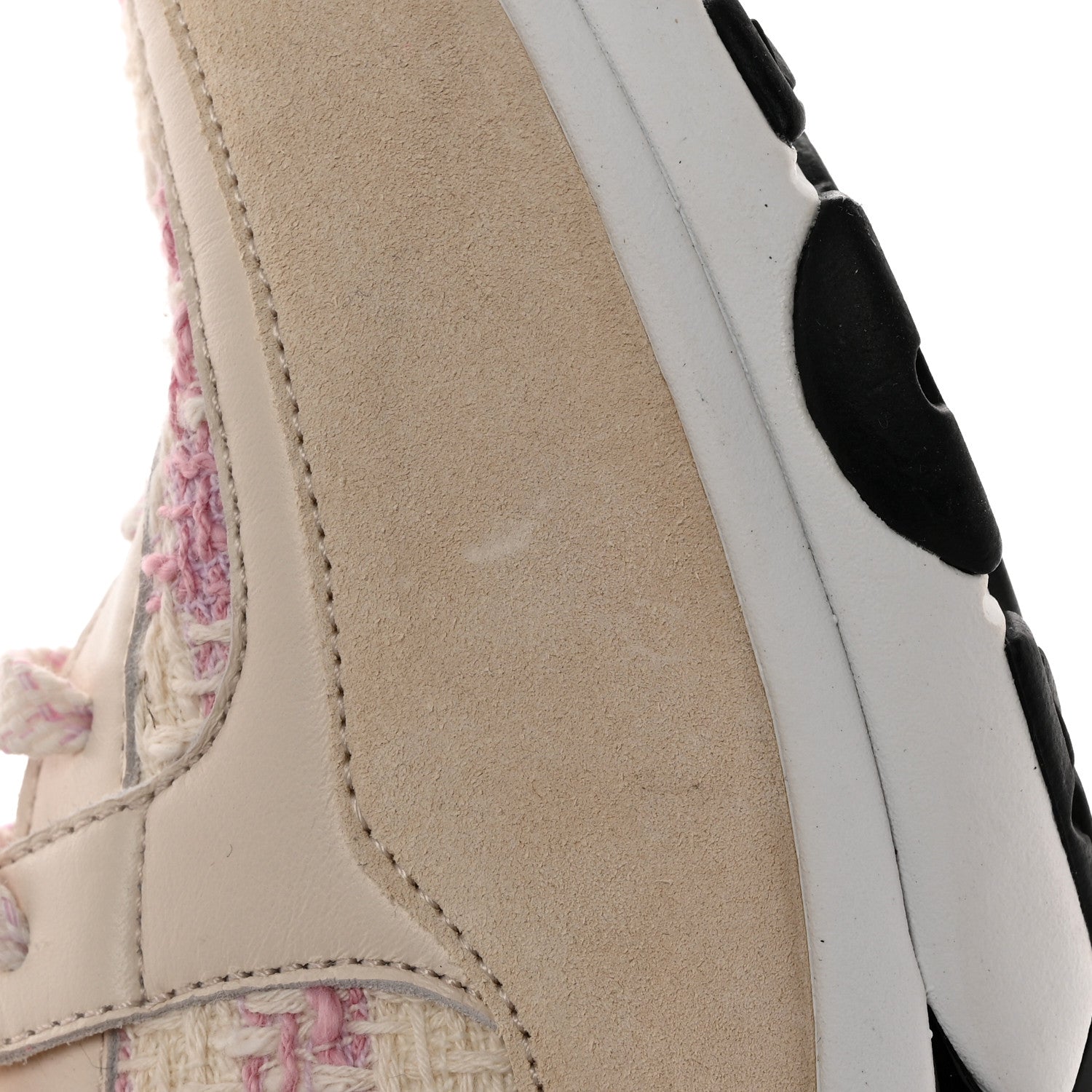 Chanel Tweed Suede Calfskin Womens CC Sneakers 40 Pink Ecru 8 of 10