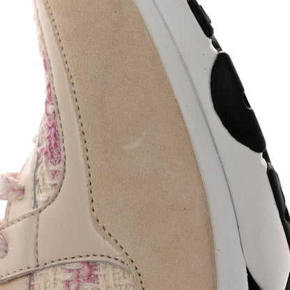 Chanel Tweed Suede Calfskin Womens CC Sneakers 40 Pink Ecru 8 of 10