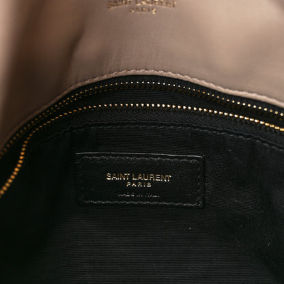 Saint Laurent Lambskin Quilted Small Loulou Puffer Monogram Chain Satchel Dark Beige 7 of 11