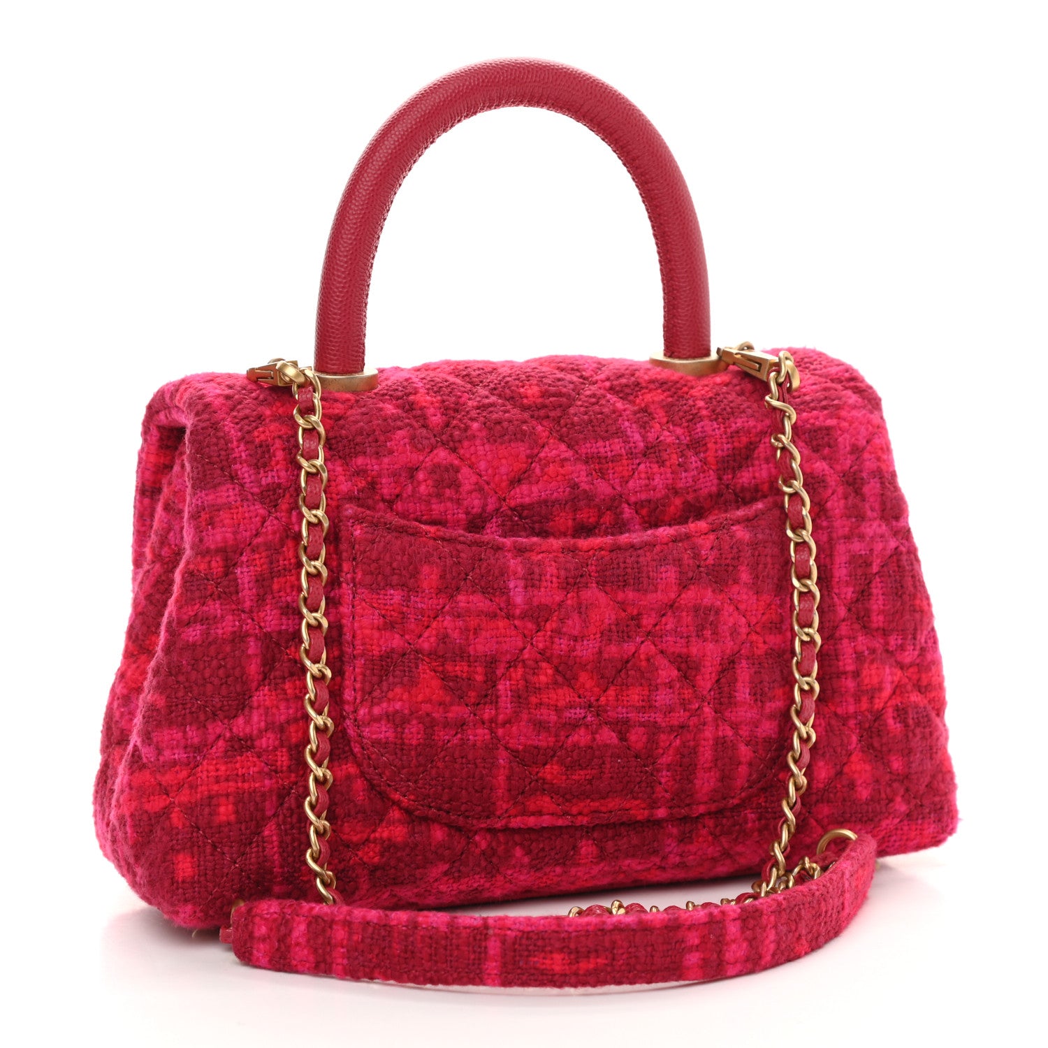 Chanel Tweed Mini Coco Handle Flap Fuchsia 3 of 13