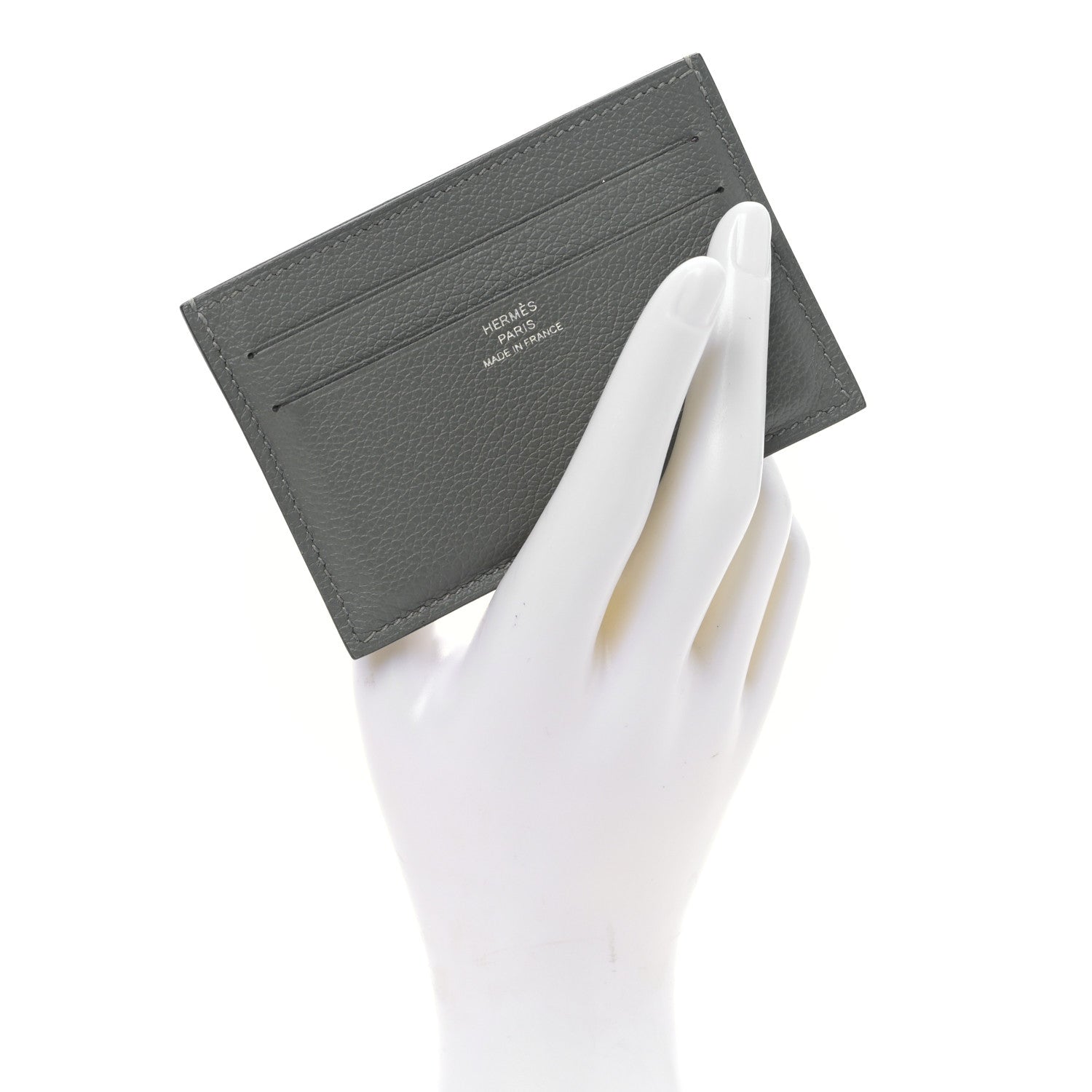 Hermes Evercolor Citizen Twill Card Case Gris Meyer Bleu De France 2 of 9