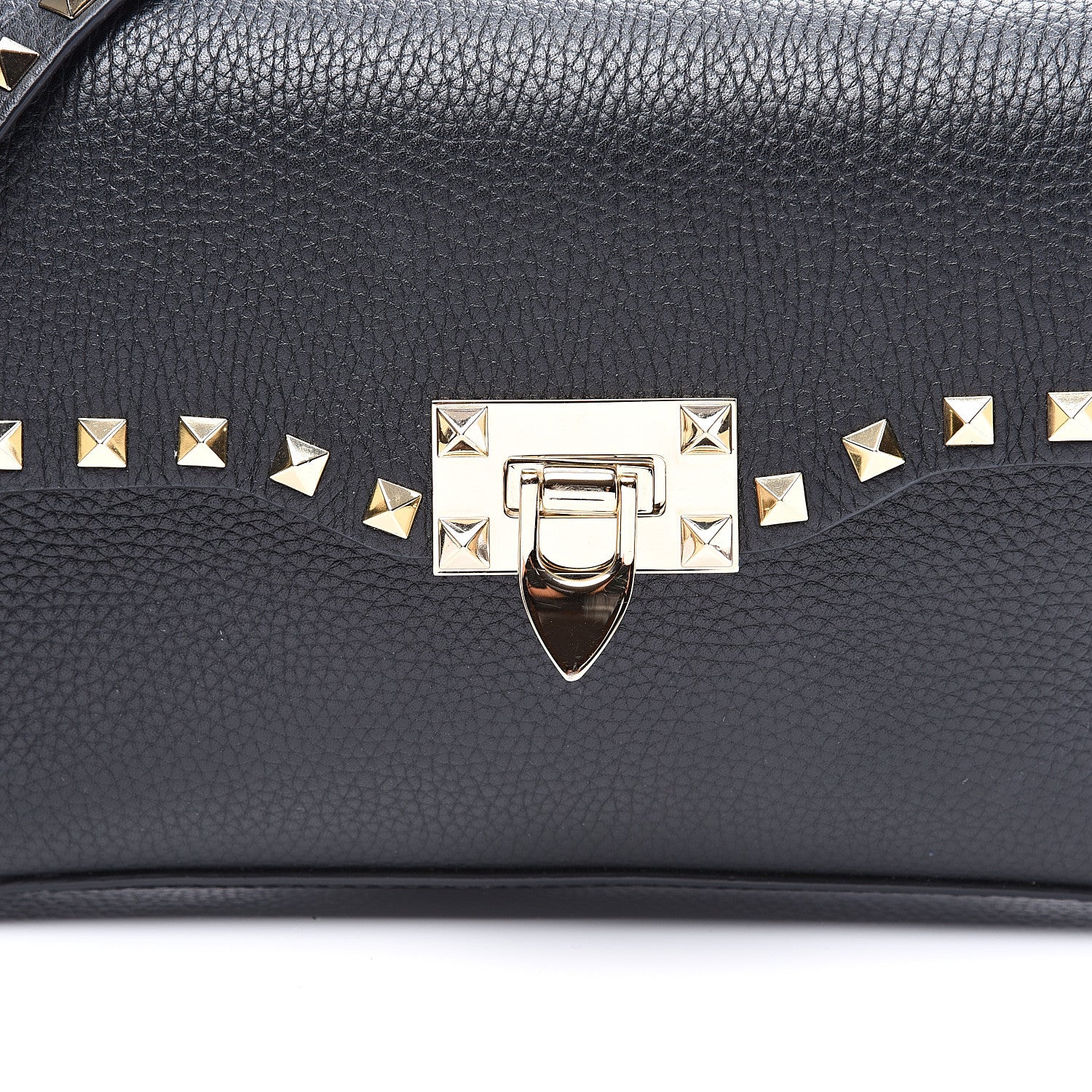 Valentino Garavani Pebbled Calfskin Medium Rockstud Flip Lock Crossbody Bag Black 9 of 10