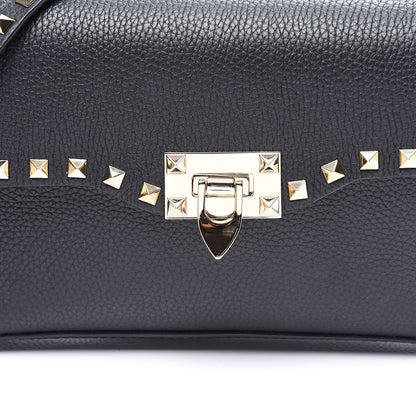 Valentino Garavani Pebbled Calfskin Medium Rockstud Flip Lock Crossbody Bag Black 9 of 10