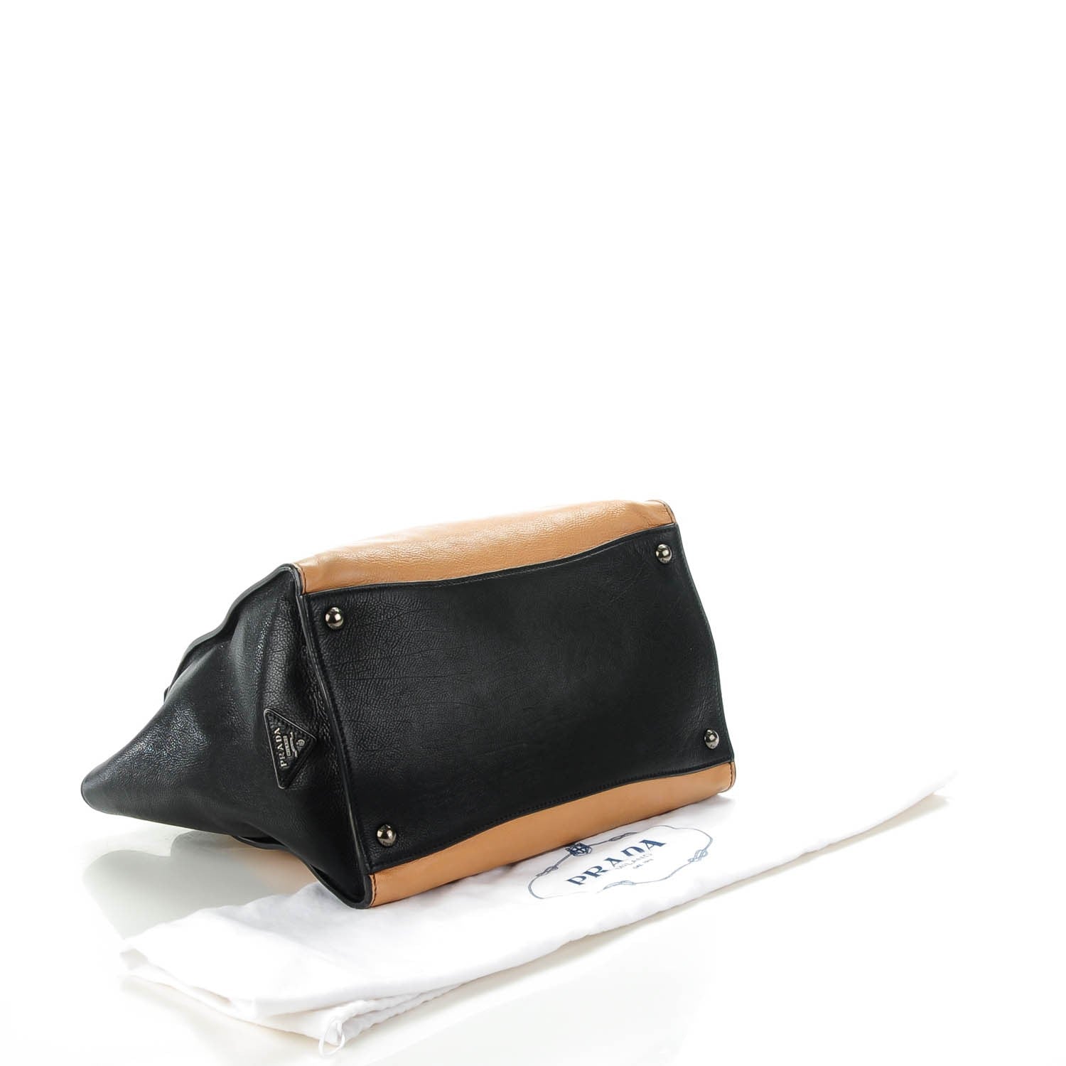 Prada Glace Calf Large Twin Pocket Tote Naturale Black 5 of 10