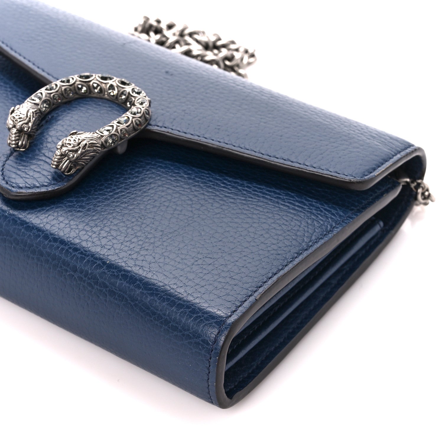 Gucci Dollar Calfskin Crystal Mini Dionysus Chain Wallet Blue Agata Black Diamond 11 of 12