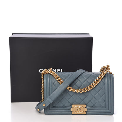 Chanel Caviar Quilted Medium Boy Flap Blue 10 of 10