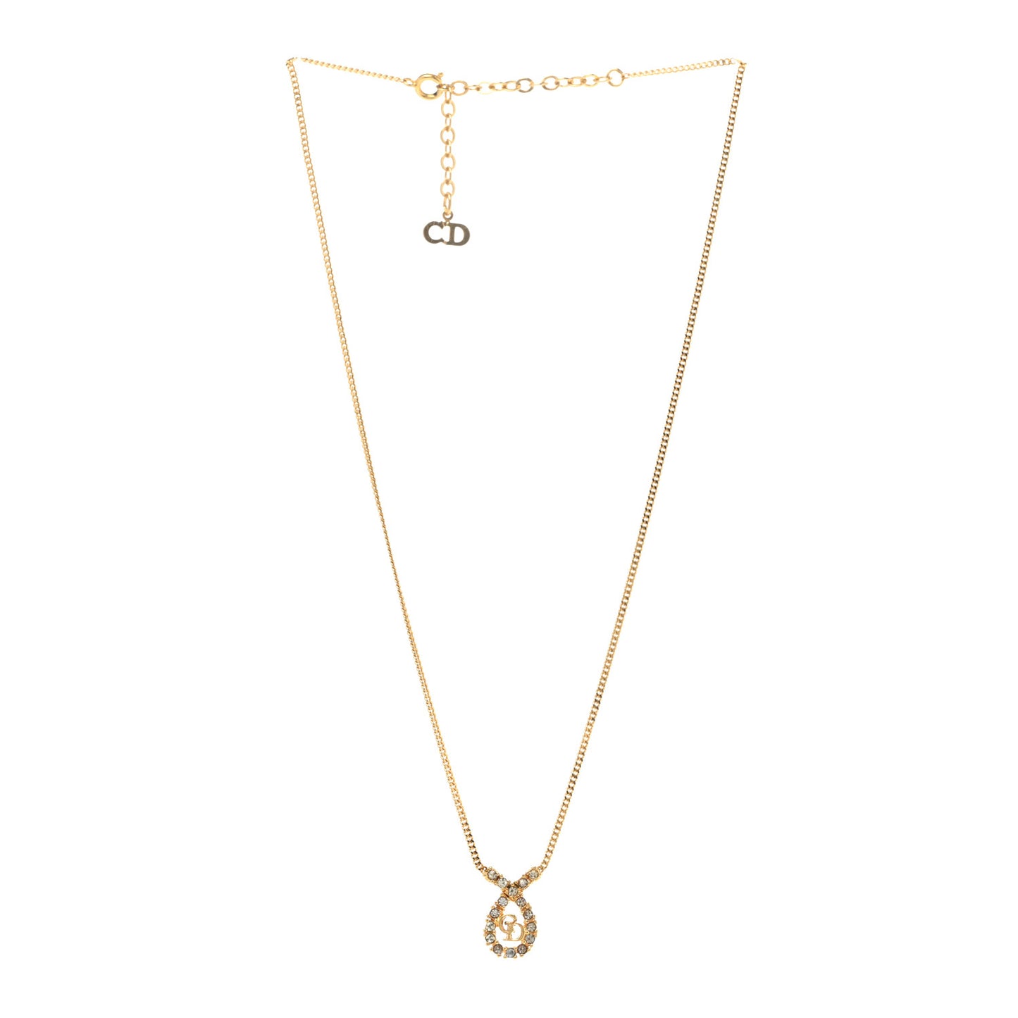 Metal Crystal CD Necklace Gold