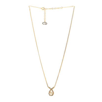 Christian Dior Metal Crystal CD Necklace Gold 3 of 7