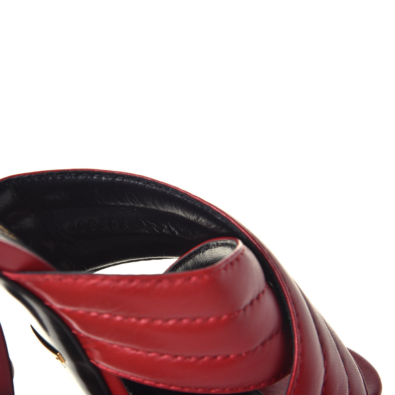 Gucci Malaga Kid Webby Crossover High Heel Slide Sandals 37.5 Hibiscus Red 8 of 9