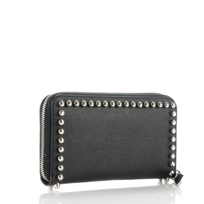 Fendi Vitello Elite Mink Fur Studded Karlito Zip Around Wallet Black 3 of 9