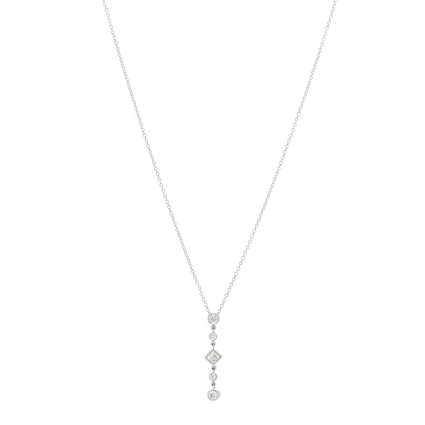 Platinum Diamond Jazz Drop Pendant Necklace