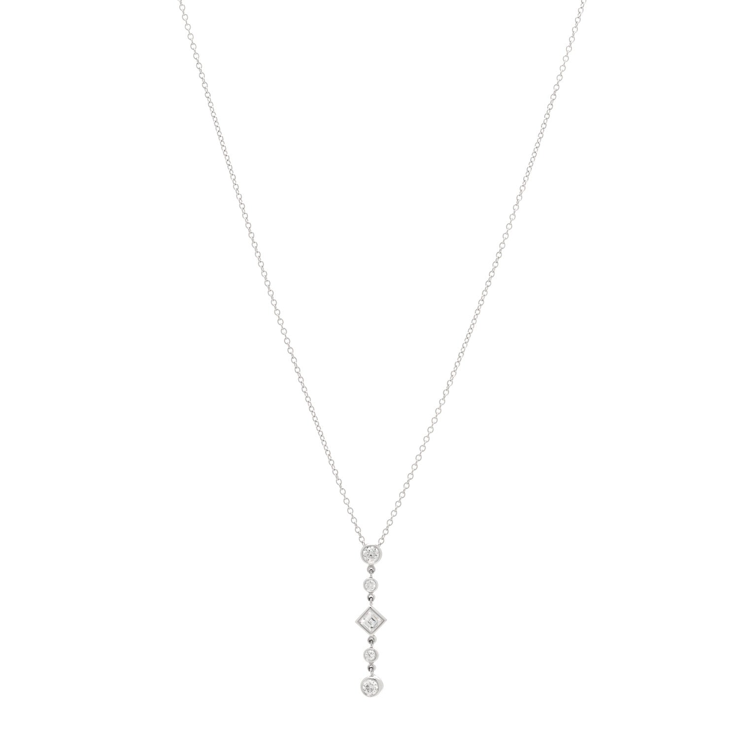 Tiffany Platinum Diamond Jazz Drop Pendant Necklace 1 of 5