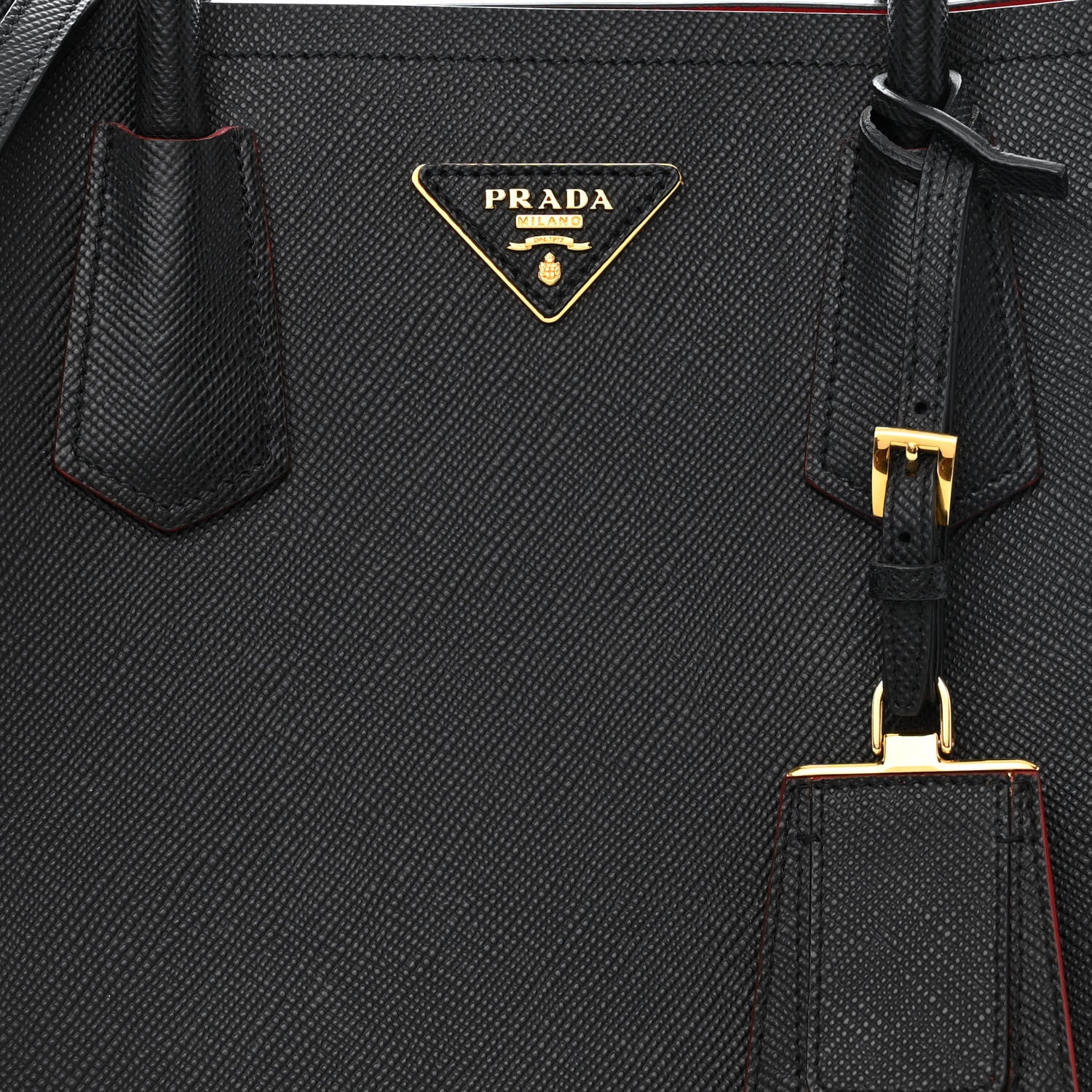 Prada Saffiano Cuir Small Double Bag Black Fuoco 8 of 14