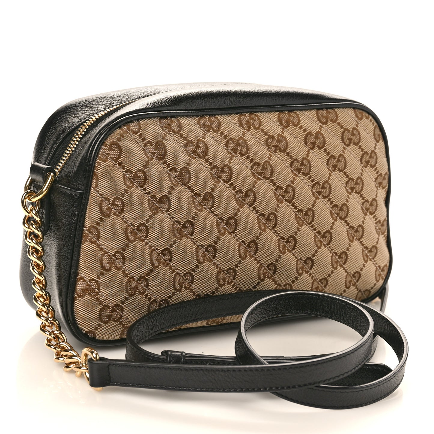 Monogram Matelasse Diagonal Small GG Marmont Chain Shoulder Bag Beige Black