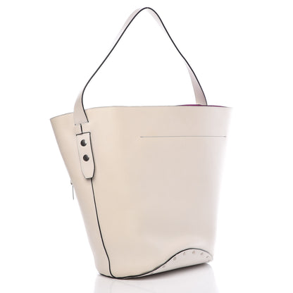 Celine Natural Calfskin Biker Bucket Shoulder Bag White Magenta 3 of 7