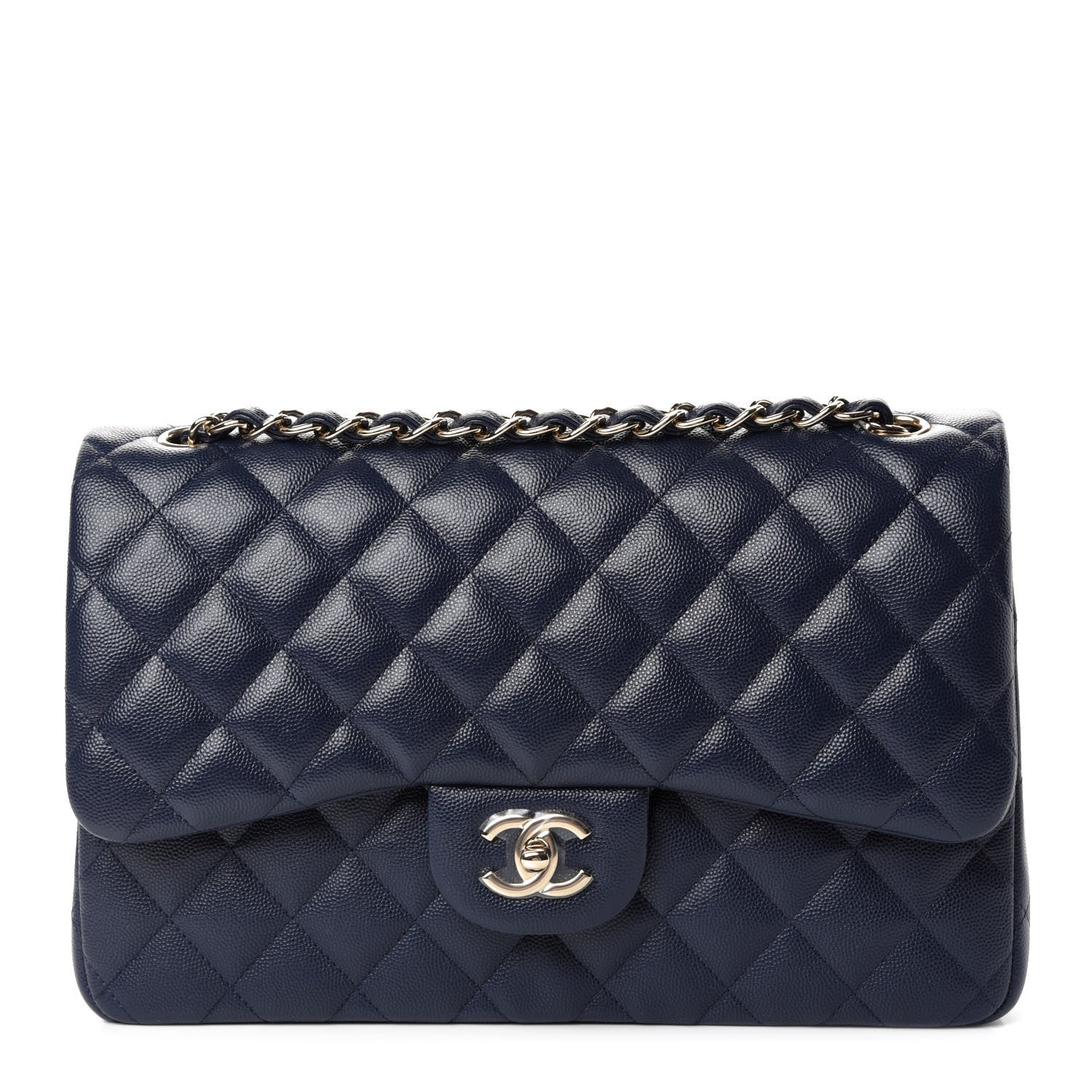 Chanel Caviar Quilted Jumbo Double Flap Navy Blue 1 of 10