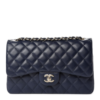 Chanel Caviar Quilted Jumbo Double Flap Navy Blue 1 of 10