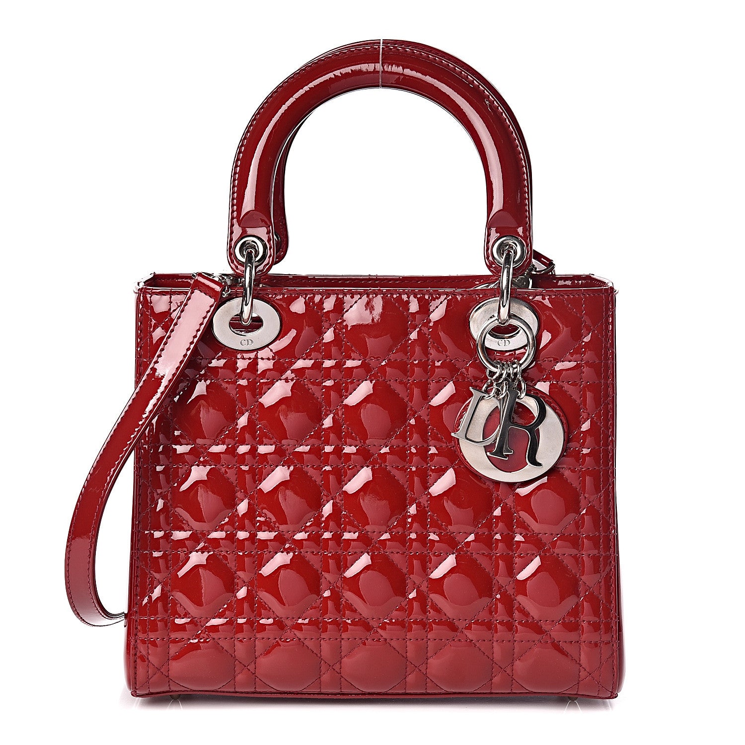 Christian Dior Patent Cannage Medium Lady Dior Red 1 of 11
