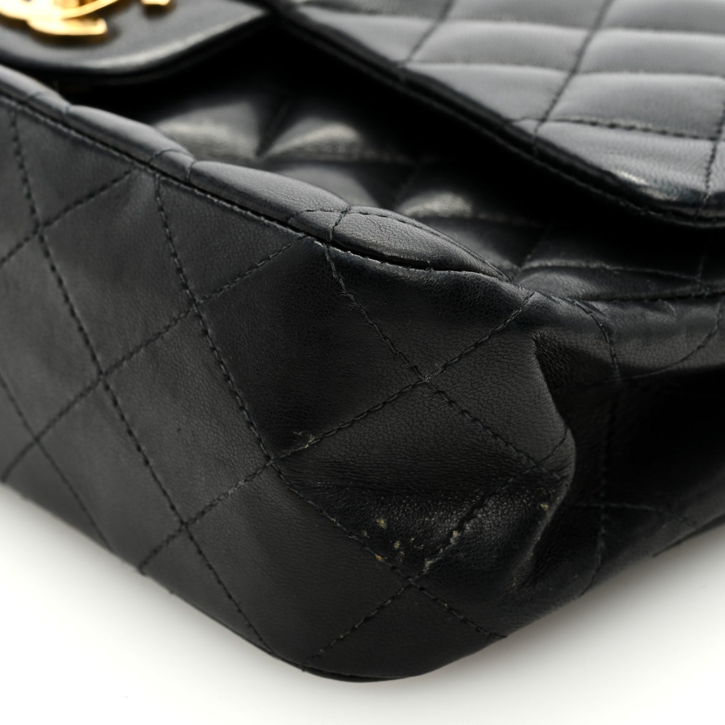 Lambskin Quilted Medium Double Flap Black