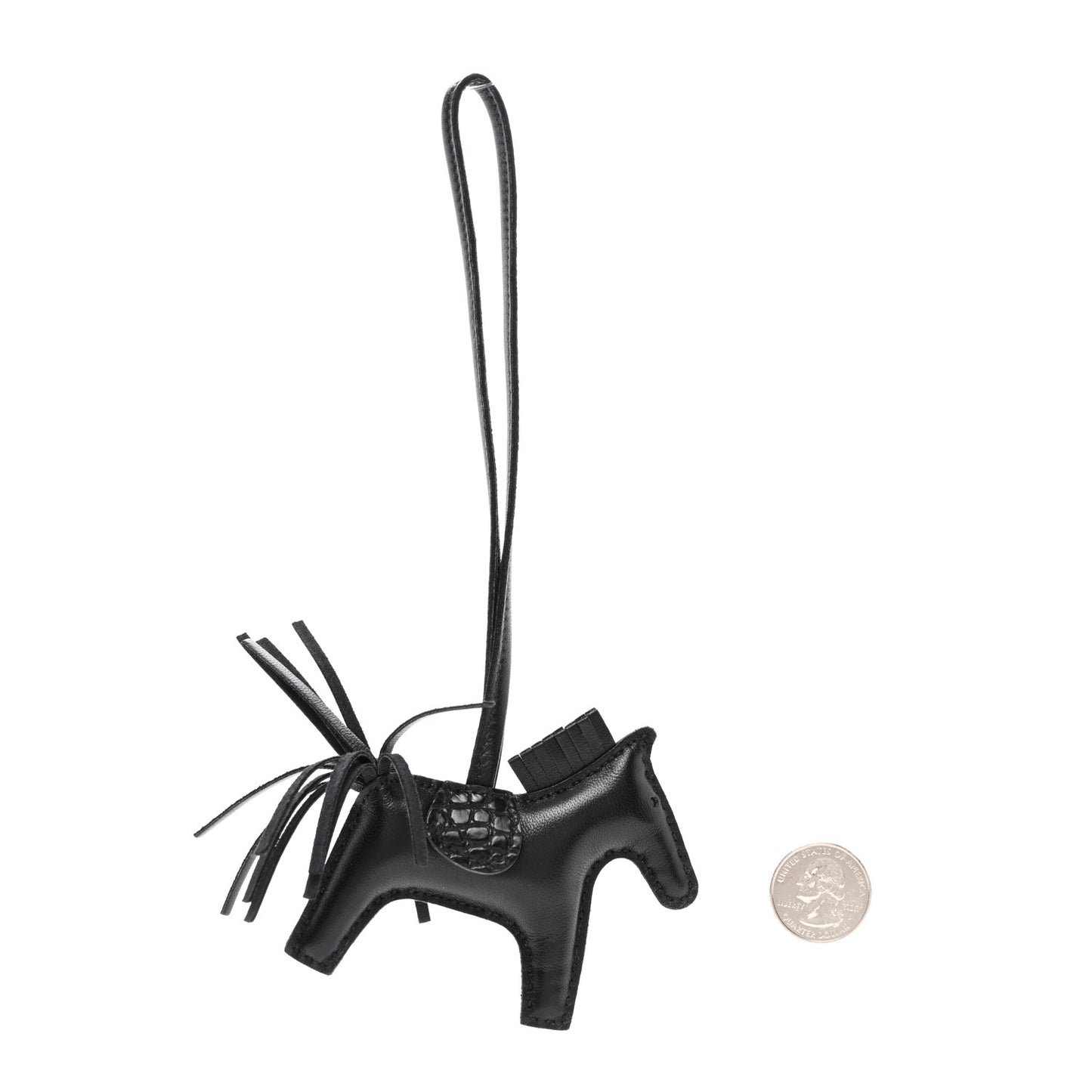 Milo Lambskin Matte Alligator Touch Grigri Rodeo Horse Bag Charm PM So Black