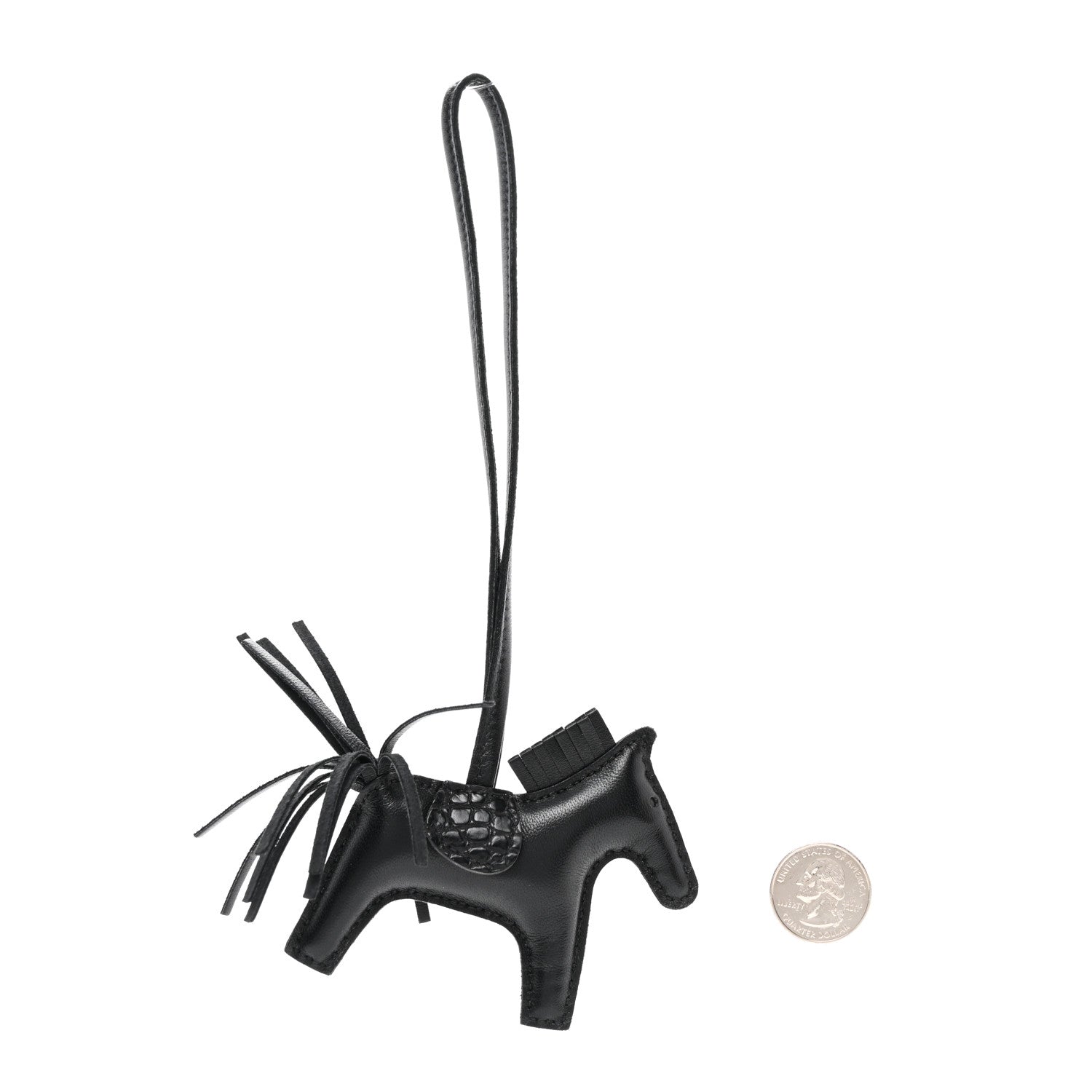 Hermes Milo Lambskin Matte Alligator Touch Grigri Rodeo Horse Bag Charm PM So Black 2 of 5
