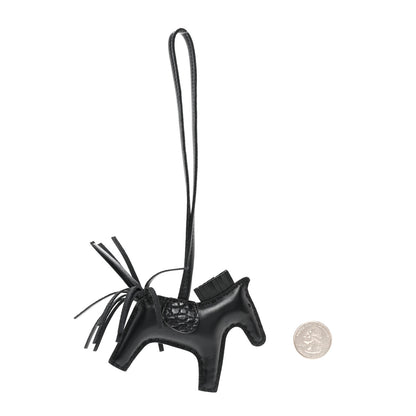 Hermes Milo Lambskin Matte Alligator Touch Grigri Rodeo Horse Bag Charm PM So Black 2 of 5