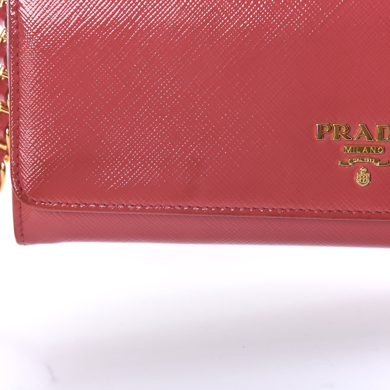Prada Saffiano Vernice Metal Oro Chain Wallet 26 of 27