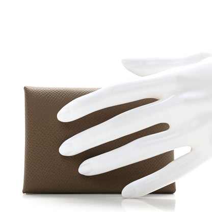 Hermes Epsom Calvi Duo Card Case Etoupe 2 of 7