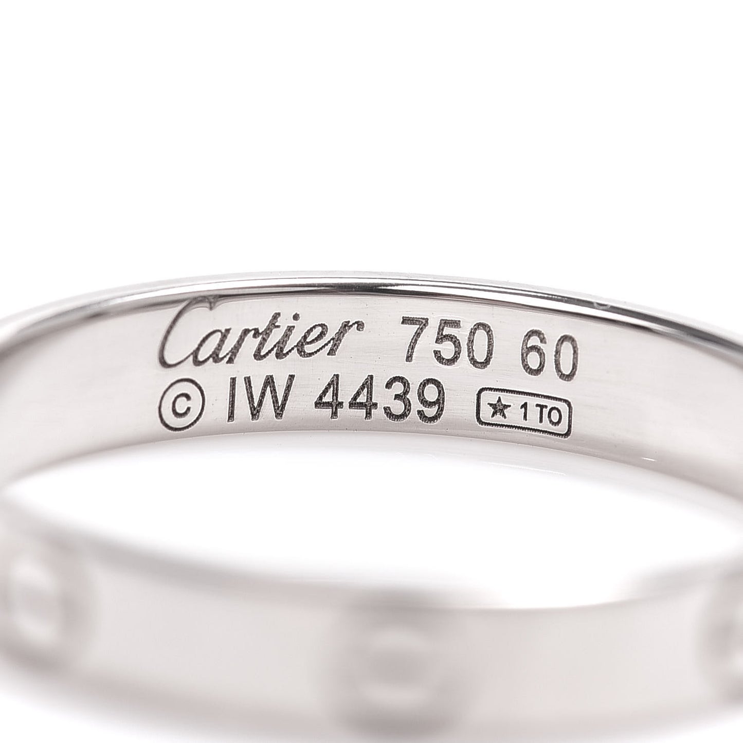 18K White Gold 3.5mm LOVE Wedding Band Ring 60 9