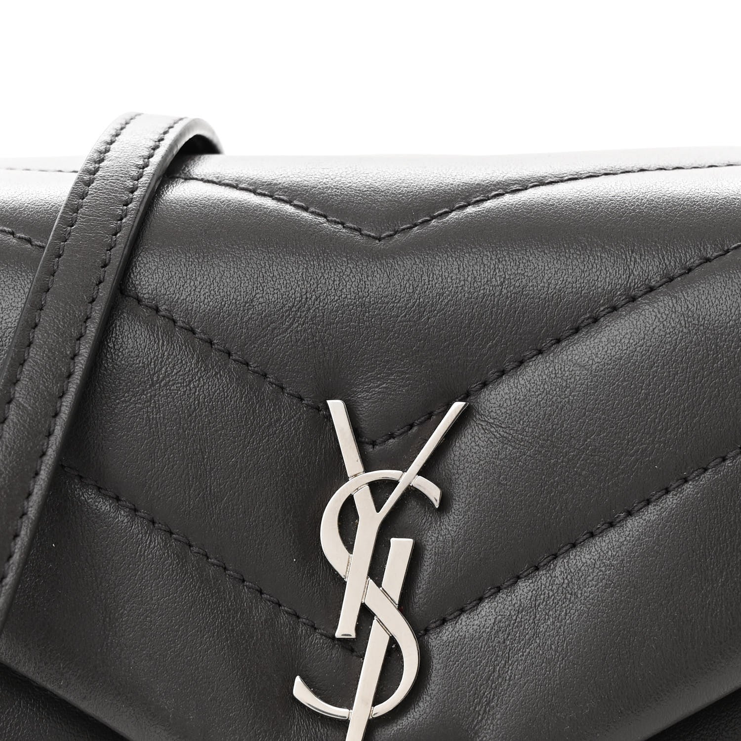 Saint Laurent Calfskin Y Quilted Monogram Toy Loulou Crossbody Bag Storm 9 of 11